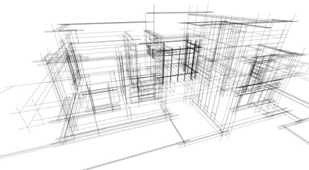 Linear view of house architectural concept vector illustration