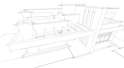 Linear view of house architectural concept vector illustration