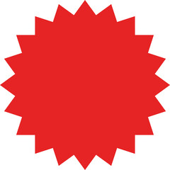 A Bright Red Starburst Shape with Jagged Edges on a Transparent Background Perfect for Graphic Design and Promotions