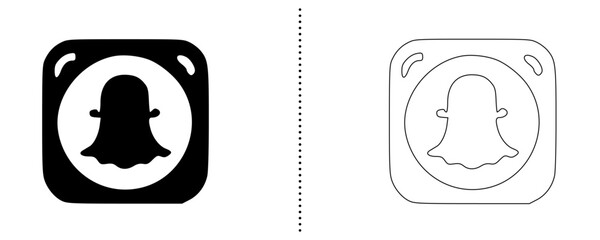 Ghost icon set , Snap Chat icon spooky chat and social media symbol in solid and outline style for communication, messaging app, fun, emoji, halloween, and digital interface vector illustration