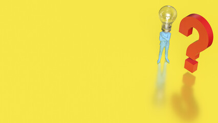 The Blue Business man and  light bulb for Idea or creative concept 3d Rendering.