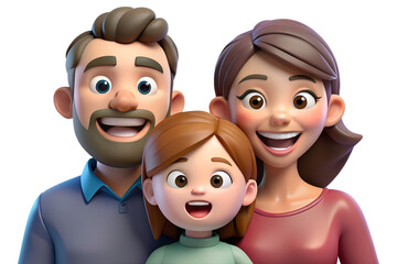 A pixer style 3D cartoon portrait of a happy family life in illustration art,vector art 