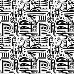 Naklejka premium Doodle abstract ethnic pattern. tribal seamless pattern .illustration.