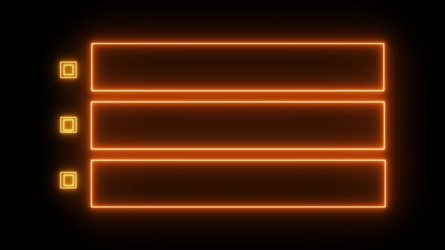 Glowing, neon three frames HUD line annotation animation. black background 4K video.