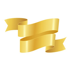 Golden Ribbon Banner Element With Transparent Background And Soft Shadows