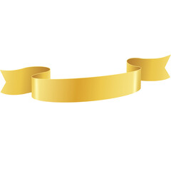 Golden Ribbon Banner for Text Placement Elegant Glossy Satin Swirl Decorative Element With Transparent Background