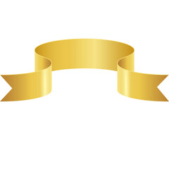 Golden Ribbon Banner With Copy Space For Text And Design On White Transparent Background