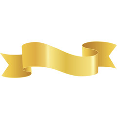 Golden Ribbon Banner With Subtle Folds And A Glossy Finish On A White Background
