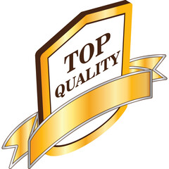 Golden Shield Emblem With Text Top Quality And Golden Ribbon Banner Isolated On Transparent Background