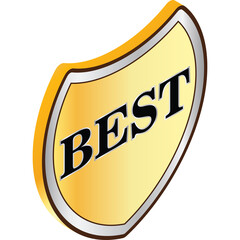 Golden Shield Emblem with the Word Best Centered on a Transparent Background Ideal for Award or Recognition Designs