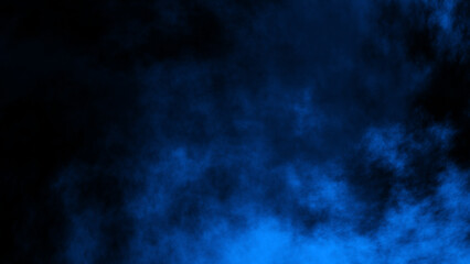 blue fog or smoke on black background.	