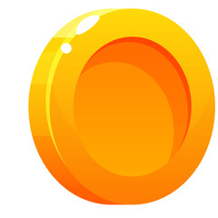 Golden Shiny Coin With Realistic Lighting And Reflections On Transparent Background