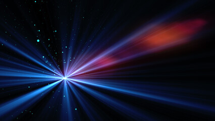 Abstract glowing blue light flare centered on a dark background, creating a striking visual effect. Ideal for technology, sci-fi, warning signals, and creative design concepts
