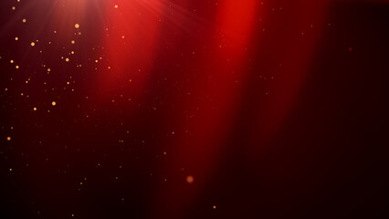background with particles.Red light rays on black background
