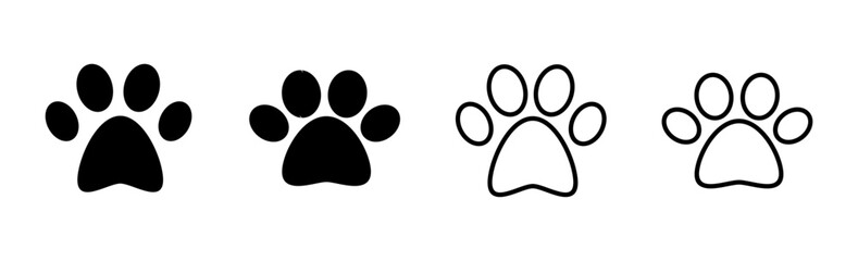 Paw icon set. paw print icon vector. dog or cat paw
