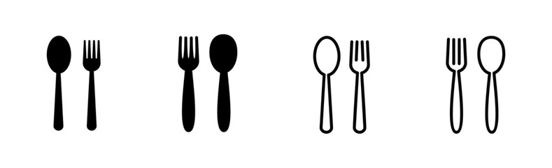 spoon and fork icon set. spoon, fork and knife icon vector. restaurant icon