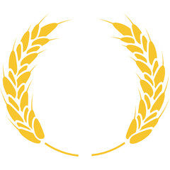 Golden Wheat Wreath Emblem on Transparent Background Symbolizing Achievement and Agriculture