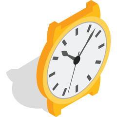 Golden Wristwatch with White Face and Black Hands Displaying Time on Transparent Background with Subtle Shadow