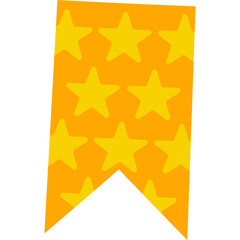 Golden Yellow Bookmark Flag With Repeating Star Pattern Against Transparent Background