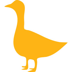 Golden Yellow Goose Silhouette Graphic Icon Isolated on Transparent Background Simple Vector Illustration