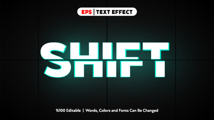 Shift text effect with glitch distortion style in neon green and white colors editable vector format for modern design and typography projects