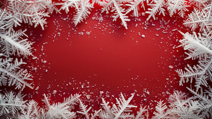 赤背景に雪の結晶