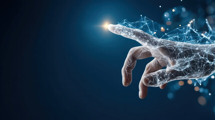 Digital Glowing Hand Connection Pointing Forward Technology Innovation Illustration. Ai Generated Images
