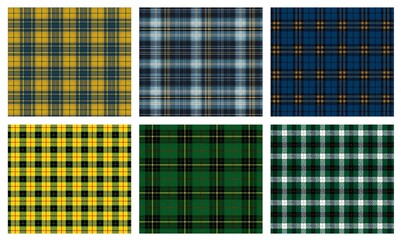 Set of Colorful Tartan Plaid Seamless Patterns for Textile and Fashion Design