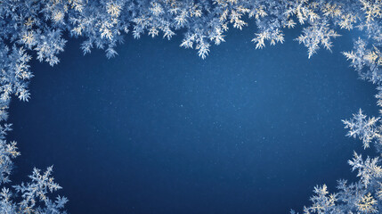 青い背景の霜の結晶