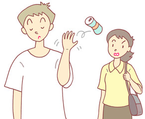 社会問題のイラスト - 空き缶ポイ捨て・不法投棄・違反行為