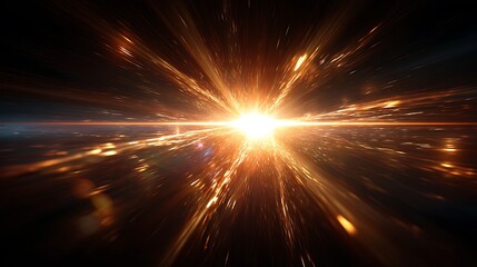 Abstract Light Streaks Radiating From a Central Point with Golden Tones