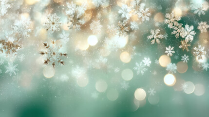 Elegant Blurred Christmas Snowflake Background With Bokeh Lights and Sparkle Effect. Ai Generated Images