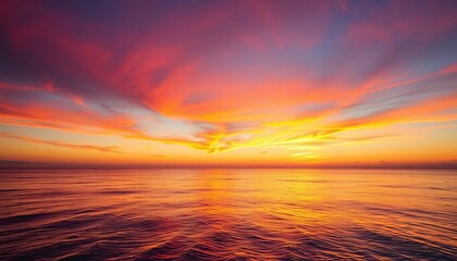 Fiery orange and purple sunset reflecting on calm Key West ocean waves, photography, ocean