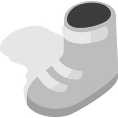 Gray Isometric Boot with Black Shadow on Transparent Background