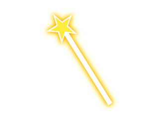 Yellow Neon Star Wand , 3d golden star