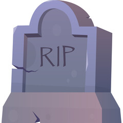 Gray Stone Gravestone With Rip Inscription And Cracked Surface On Transparent Background