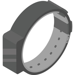 Gray Smartwatch Band With Adjustable Holes Displaying Minimalist Design In Isometric View On Transparent Background