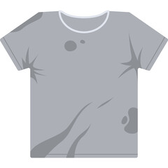 Gray T Shirt with Stain Graphic Art Simple Flat Design Style
