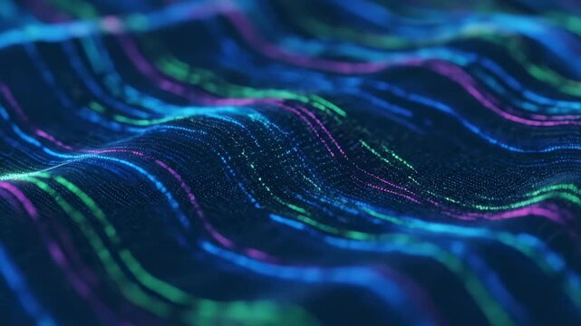 Digital graffiti lines weaving luminous fabric. virtual inscription filament interlace radiant textile.