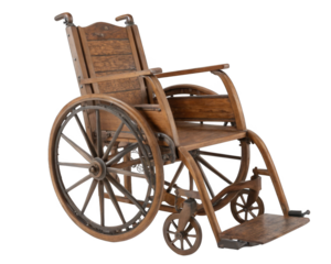Wheelchair antique isolated on a transparent background.