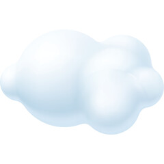 A fluffy white cloud floats against a transparent background creating a soft airy atmosphere with gentle blue lighting and a smooth rounded texture perfect for sky elements.