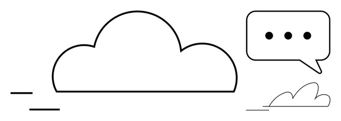 Large cloud icon and chat bubble with three dots symbolize communication, cloud storage, and connectivity. Ideal for technology, networking, messaging, data sharing, cloud computing, collaboration