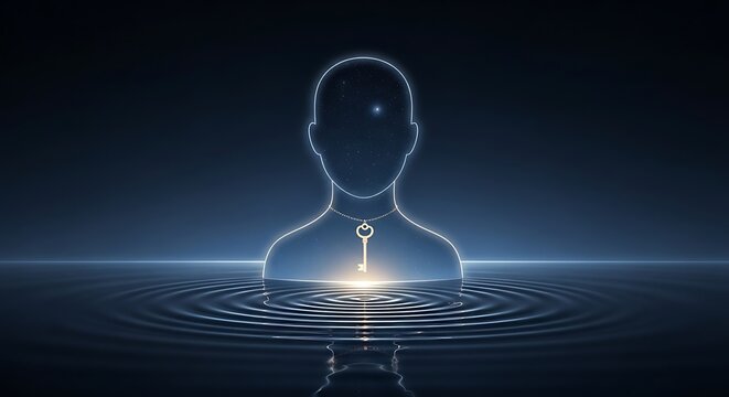 The key to self discovery and unlocking inner potential concept.