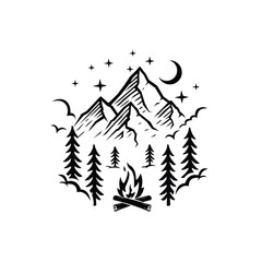 Mountain Outdoor Camping Explore Logo Vector Illustration. Best for Outdoor Activity Logo