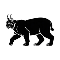 Obraz premium Elegant lynx outline illustration, perfect for wildlife education projects and captivating logo designs, showcasing the animal's strength and grace