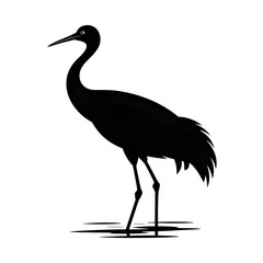 Obraz premium Elegant crane silhouette standing gracefully in shallow water creating a striking nature scene ideal for logos or minimalist designs