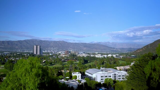 Aerial view of Warner Brothers Studios and San Fernando Valley in Los Angeles, June 22, 2025