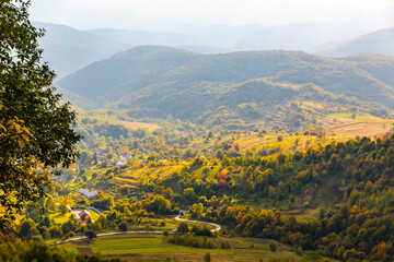 Picturesque autumn view of Carpathian Mountains in Ukraine