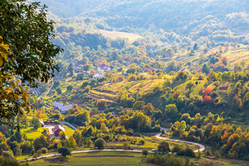 Picturesque autumn view of Carpathian Mountains in Ukraine
