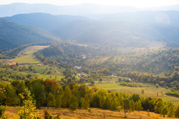 Picturesque autumn view of Carpathian Mountains in Ukraine